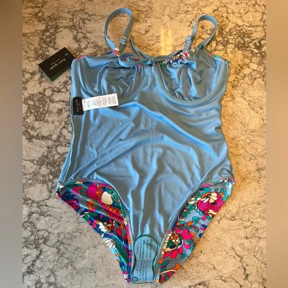 Kate Spade New York Sea Garden Floral Print One Piece Swimsuit Large - Picture 9 of 15